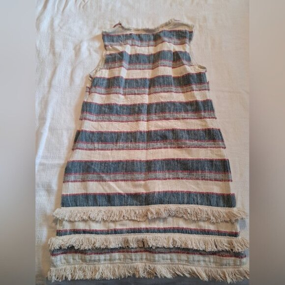 Holding Horses Anthropologie striped lined shift dress womens size 4 mini fringe - Picture 4 of 7
